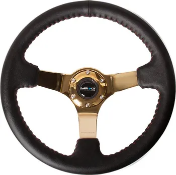 Potah na volant NRG 3-ramenný vyztužený kožený volant (350mm) - Zlatá