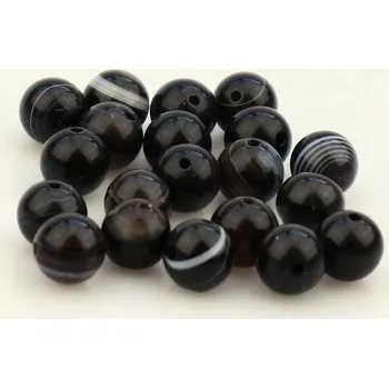 Drahý kámen Pro Háčkování Achát pruhovaný přírodní barvený 8 mm černý