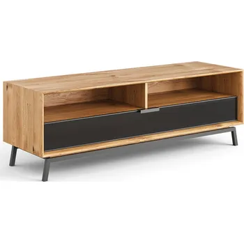 Televizní stolek Střední TV stolek 2.1 sklo Modern Loft, dub, přírodní dub, rozměr 160x54x50cm