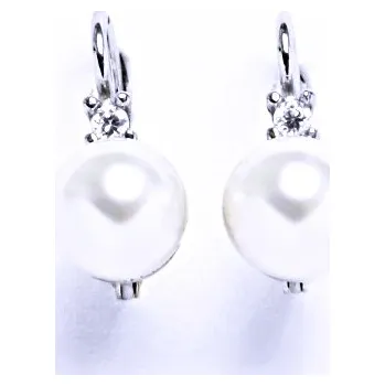 Náušnice Stříbrné náušnice perla Swarovski White - NK1207 (Stříbrné náušnice se Swarovski perlou 8 mm)