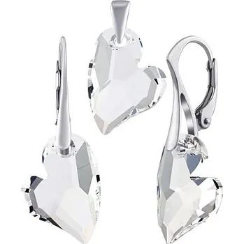 Souprava šperků Stříbrná sada šperků Srdce Devoted 2 U 17mm čiré Swarovski® Crystals LSW6261P17CSET