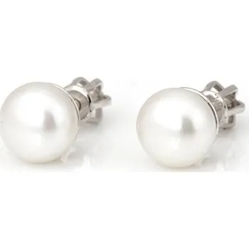 Náušnice Stříbrné náušnice pecičky s bílou perlou STNAU1417F