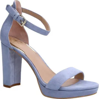 Dámská obuv Guess Kůžoné sandály na klínku OMERE | Barva:	levandulový	 | Velikost:36