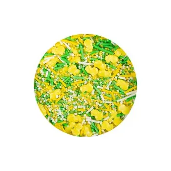 Jedlá dekorace na dort Cukrová dekorace - Mix zeleno-žlutý + kuřátka