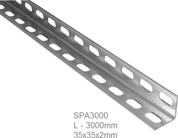 Děrovaný úhelník L-3000, 35 x 35 x 2 mm, pozinkovaný, vhodný pro montáž vodicí lišty garážových pohonů, cena za 3000 mm