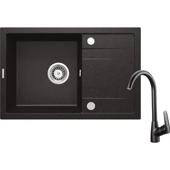 Granitový dřez DEANTE - Corio grafit - Granitový dřez včetně baterie, 1 - bowl s odkapávačem ZRCB2113