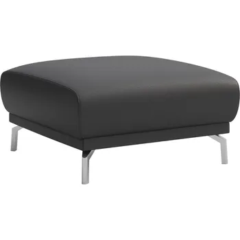 Taburet Tmavě šedá kožená podnožka MESONICA Puzo