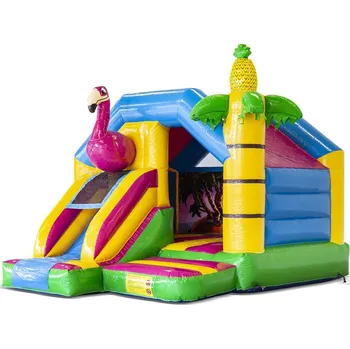 Skákací hrad Skákací Hrad se skluzavkou a stříškou | 4,9m x 4m | Flamingo