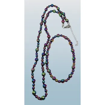 Šperk Hematit duhový, kombinovaná sada s ocelí