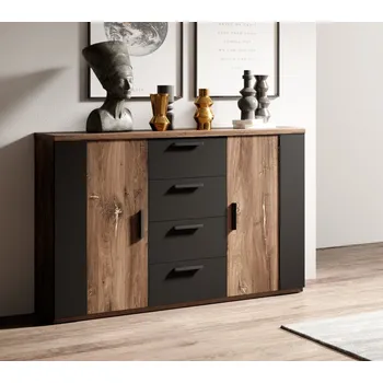 Komoda Prostorná komoda LJUBA - dub flagstaf / černý supermatt