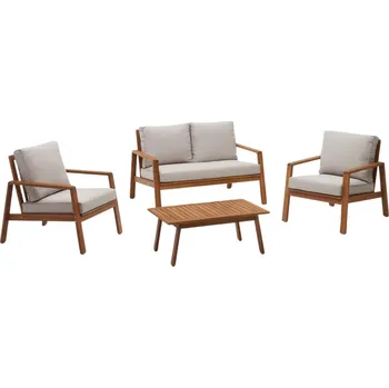 Zahradní sestava Akátový zahradní set pohovky, dvou křesel a konferenčního stolku Kave Home Frares s polštáři