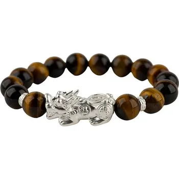 Náramek FENGSHUIHARMONY Tygří oko náramek se stříbrným pi yaem