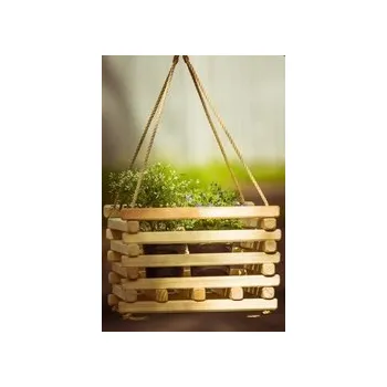 Zahradní dekorace Květináč závěsný dekorativní dřevěný