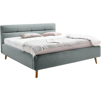 Postel Ledově modrá látková dvoulůžková postel Meise Möbel Lotte 160 x 200 cm s úložným prostorem