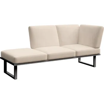 Zahradní pohovka Béžová zahradní lenoška MESONICA Soledo s antracitovou podnoží 205 cm