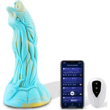 Vibrátor HiSmith WDA021-M Wildolo Dragon Wolf Fat Realistic Girthy Massive Colorful Dildo Vibrator with App 21.5cm Turquoise