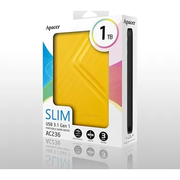 Externí pevný disk 1TB Apacer AC236, Externí HDD 2.5" USB 3.0, žlutý