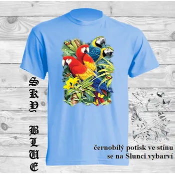 Dívčí tričko detske-bavlnene-tricko-uv-potisk-barevni-papousci-Slunce Barva: Sky blue - nebesky modrá, velikost: 164