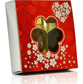 Bonboniéra Selllot, s.r.o., K Hájům 34, 155 00 Praha 5 - Vyrobeno v Belgii Belgické pralinky - Červená srdíčka (výřez květina) 50g