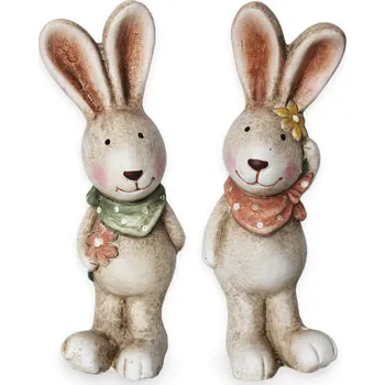 Velikonoční dekorace Keramický zajíc dekorace 14,5cm 2 ks