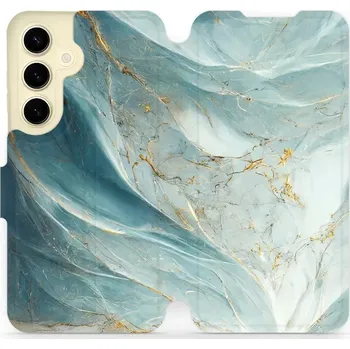 Pouzdro na mobilní telefon Flipové pouzdro Mobiwear - Samsung Galaxy S24 - VP34S Zelenkavý a zlatavý mramor (Knížkové flip pouzdro, obal, kryt na mobil Samsung Galaxy S24 - VP34S Zelenkavý a zlatavý mramor, materiál Umělá kůže + TPU - ochrana 360°, stojánek, silikonová vanička,)