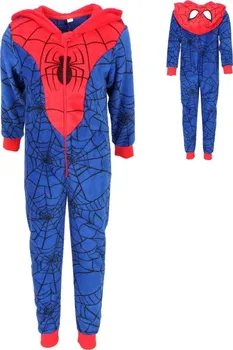 Chlapecké pyžamo The Cookie Company Flísový overal Spiderman modrý/červený/pavučina