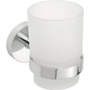 Držák na kartáček Sapho X-ROUND sklenka, mléčné sklo, chrom - XR903