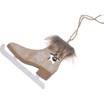 DEKORACE - Závěs brusle s kožešinou 12 cm, 1ks