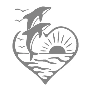 Samolepící dekorace SAMOLEPKA Delfíni 002 pravá západ slunce (17 - šedá) NA AUTO, NÁLEPKA, FÓLIE, POLEP, TUNING, VLASTNÍ TEXT, TISK, AUTOSAMOLEPKY.cz, POLEPY, OBRÁZEK, LOGO, SAMOLEPKY