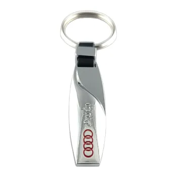 Přívěšek na klíče oválný AUDI kovový, včetně kroužku na klíče