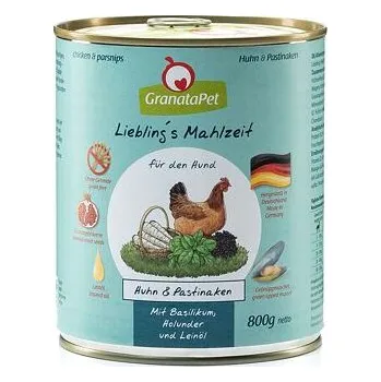 Krmivo pro psa GranataPet Kuře & pastinák s bazalkou, bezinkou a lněným olejem balení 800 g | Krmivo pro psy