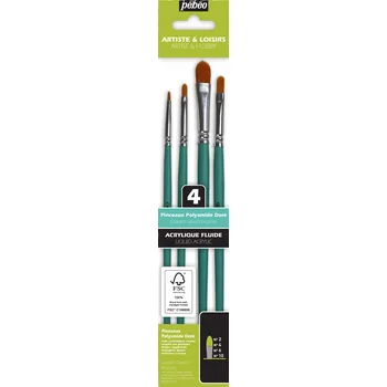 Umělecký štětec Sada 4 ks plochých štětců kočičí jazýček Pébéo