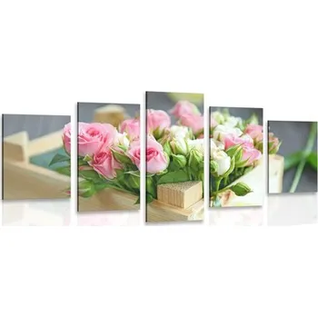 Obraz Dovido 5-dílný obraz něžná květinová kompozice