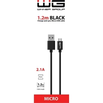 Nabíjecí kabel pro elektromobil WG Datový kabel USB-A_micro-USB, 2,1 A, černý, 100 cm