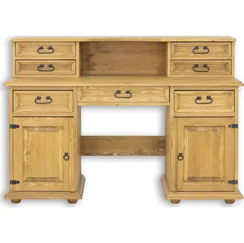 Psací stůl Drewmax BR704 psací stůl masiv borovice rustikal (Voskovaný borovicový nábytek)