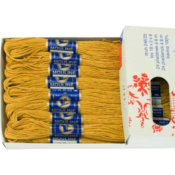Příze Snový svět 1782 - Bavlněná vyšívací příze Mouline tmavý okr