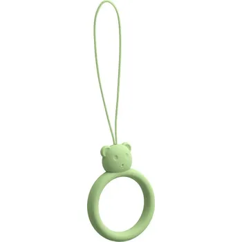 OEM BEAR Univerzální poutko na telefon / s držákem na prst / silikon / světle zelená