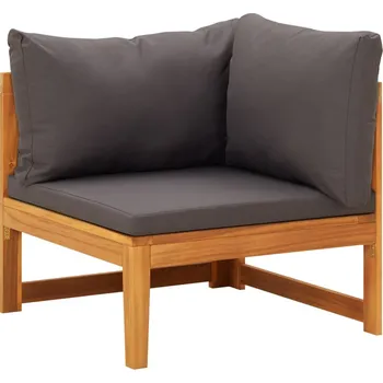 Zahradní pohovka ZBXL Rohová pohovka s tmavě šedými poduškami masivní akácie