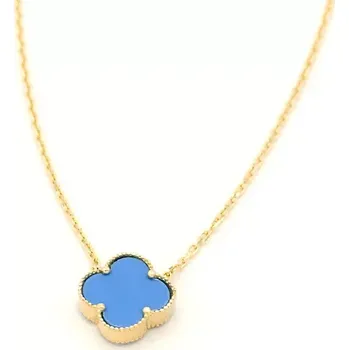 Řetízek Zlatý řetízek s modrým čtyřlístkem 1,75g