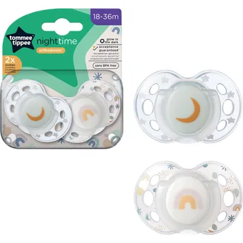 dudlíky TOMMEE TIPPEE Šidítko silikon Night, 18-36m, 2ks