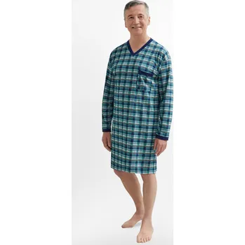 Pánské pyžamo Pánská noční košile Martel 501 Káro dł/r M-2XL Sylwester II zelená L