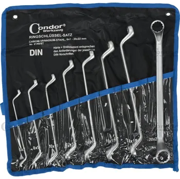 Dílna Condor klíče očkové 6 - 22 mm, vyhnuté 75°, sada 8 dílů, v textilním obalu - 100-08044