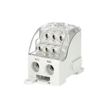 Rozvaděč Eleman Blok pro rozdělení fází PDB 490 (PVB 400), 1pól., 490A, 690V, šedý/průhl. víko, na DIN