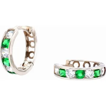 Náušnice Kroužky se zelenými zirkony Ø 11 mm