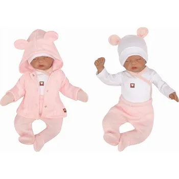 Dětská móda Z&Z 5dílná pletená kojenecká soupravička do porodnice růžová/bílá