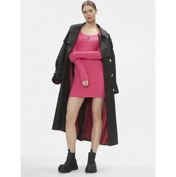 Dámské šaty Tommy Jeans Úpletové šaty Tjw Badge Rib Bodycon Ls DW0DW17424 Růžová Slim Fit M