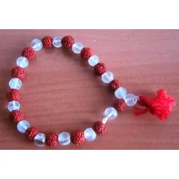 Náramek Náramek Japa Mala Rudraksha a křišťál