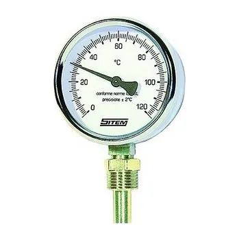 SITEM 0-60°C teploměr se spodním napojením a jímkou G 1/2", průměr 80 mm
