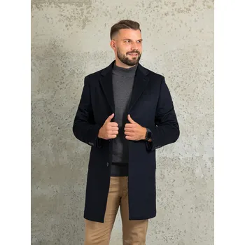 Pánský zimní kabát FERATT Pánský vlněný kabát BRUNO modrý Velikost: 62