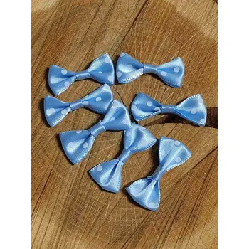 Stuha Saténová mašlička s puntíky 20x40 mm světle modrá